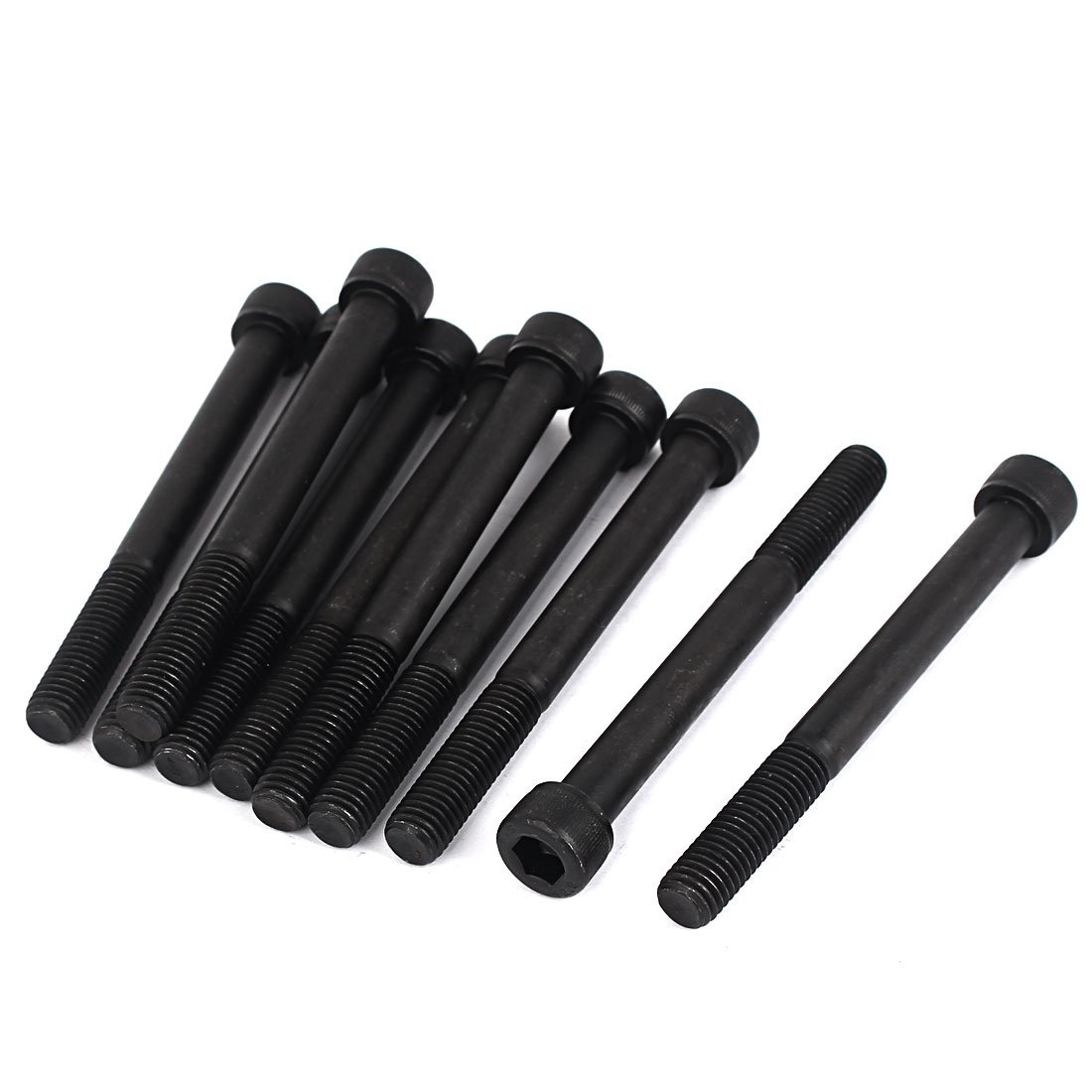 Sourcingmap M10x100mm 12.9 Alloy Steel Hex Socket Screws Partially Threaded Bolts Black 10Pcs
