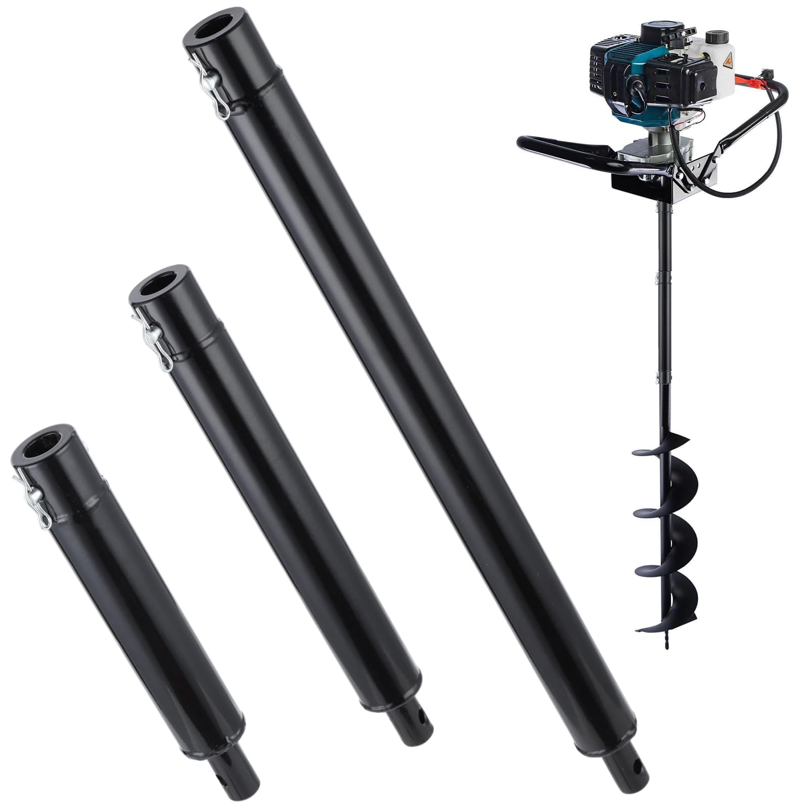 Photo 1 of 3 PCS Auger Extension Drill Bits, 3/4” Shaft Earth Auger Drill Bit Extension, Auger1 Drill Bit Extension Bar, Garden Spiral Hole Drill Bit Extension1 Rod, Post Hole Digger Replacement,Thickened Design