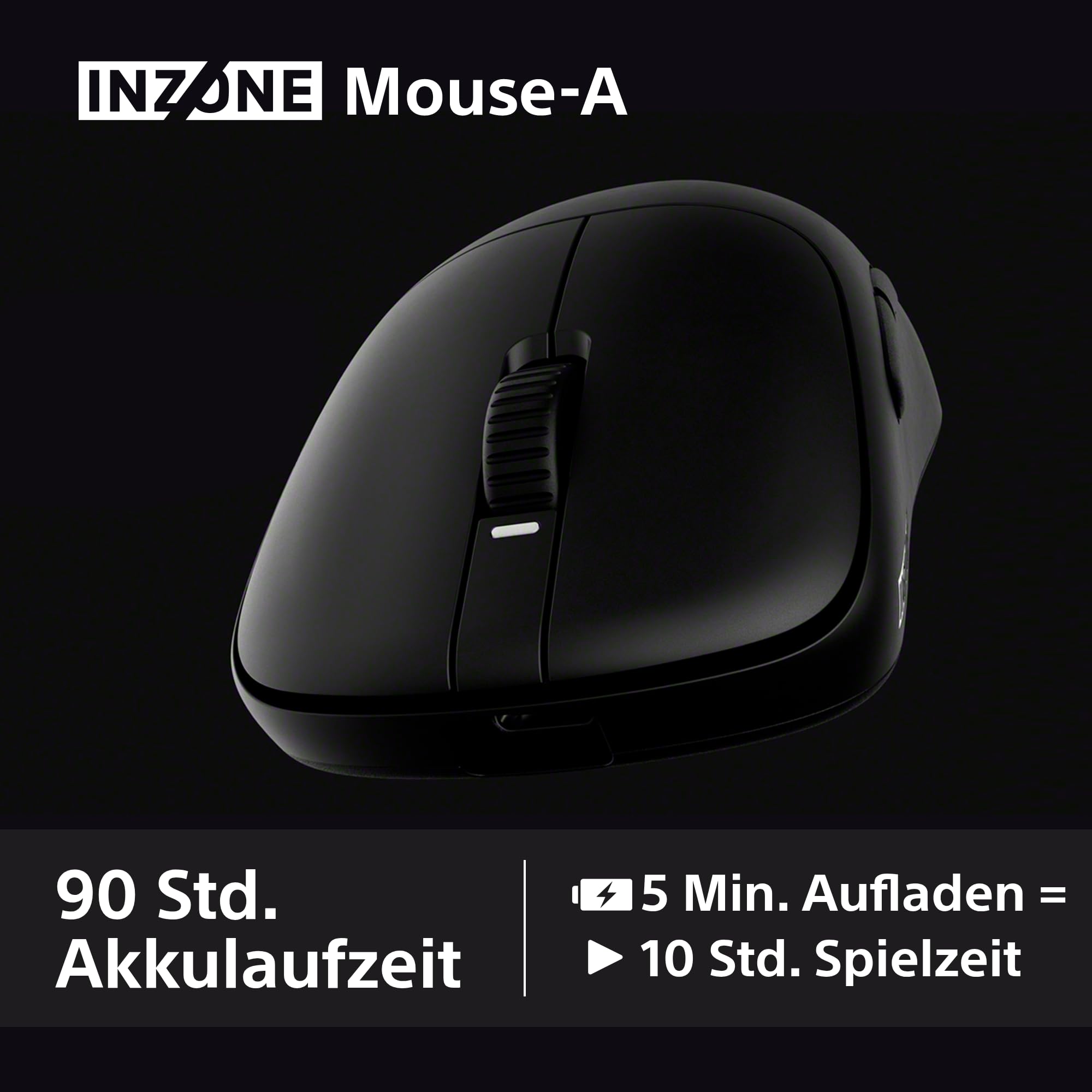 Sony INZONE Mouse-A Kabellose Gaming-Maus - Ultraleicht 48,4g, 8000Hz Polling, 30K DPI PixArt Sensor, Optische Schalter, 90 Std. Akkulaufzeit, USB-C, Fnatic Co-Designed - PC FPS Esports - Schwarz 8