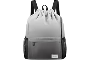 Risefit Drawstring Backpack with Mesh Pockets String Gym Bag Sackpack Sandproof Water Resistant Beach Backpack for Men Women