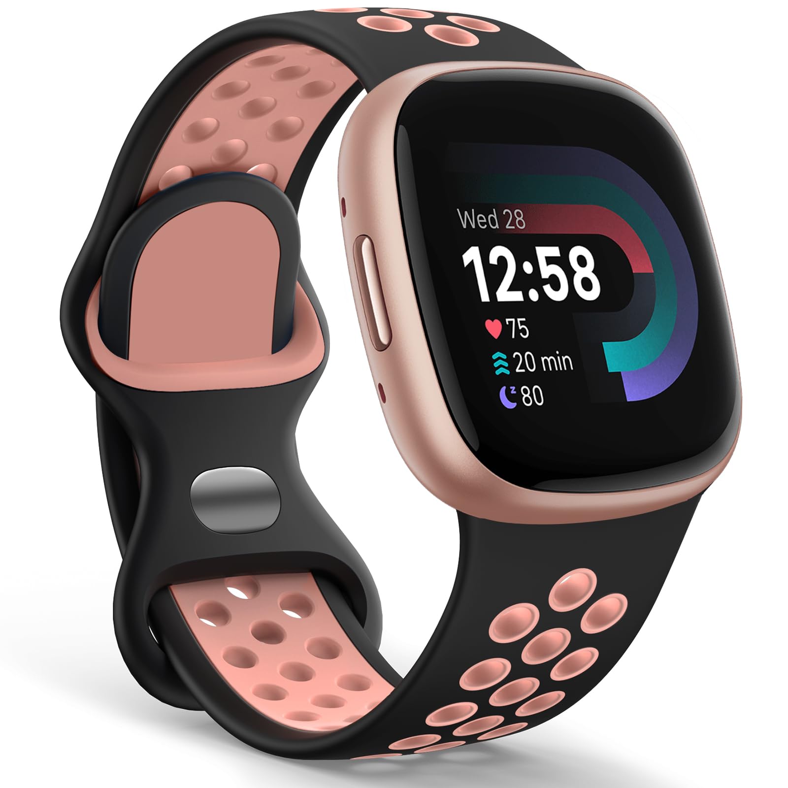 Yoohoo Silicone Bands Compatible with Fitbit Versa 3 Straps/Versa 4 Strap/Sense Strap/Sense 2 Straps for Women Men,Sport Breathable Soft Wristband Replacement for Fitbit Watch,Small