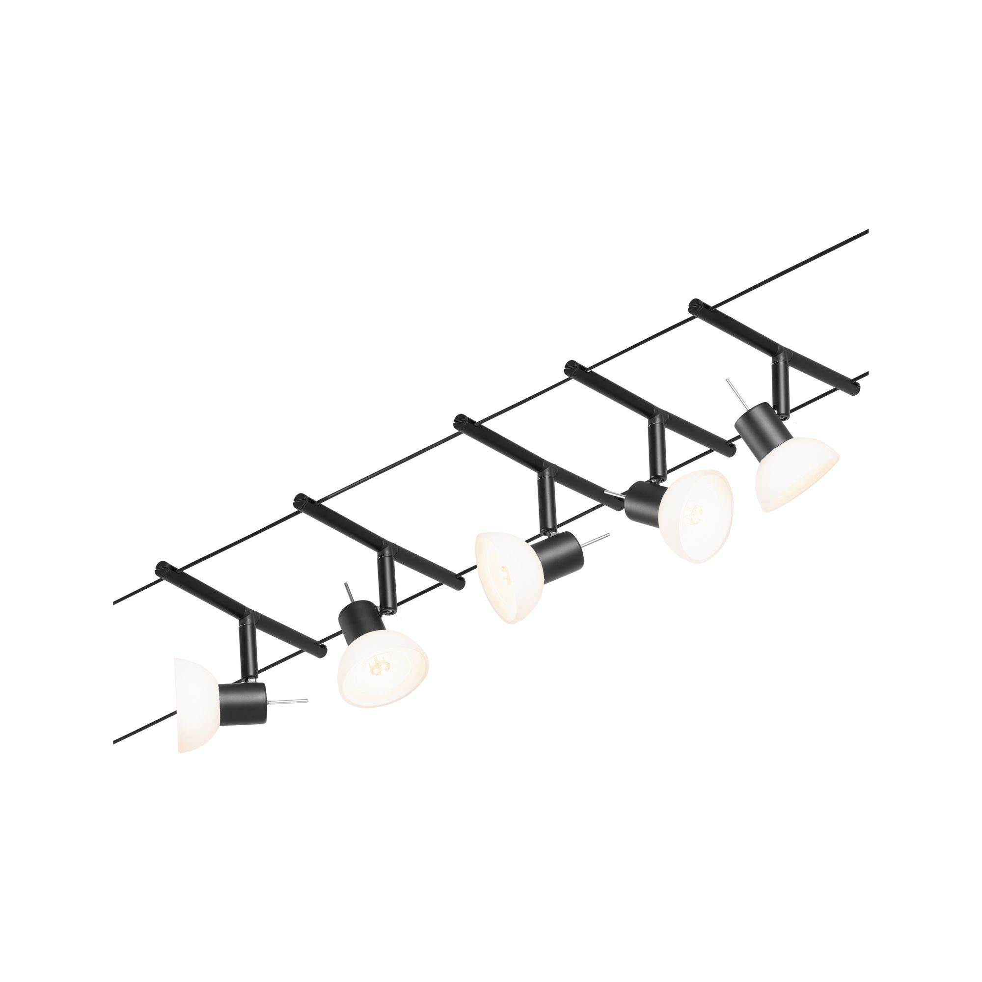 Paulmann 94450 CorDuo Cable System – Lighting Set Sheela DC, Max 5 x 10 Watt Extendable Wire Cable Matt Black Plastic GU5.3 Wire Cable System Without Bulbs