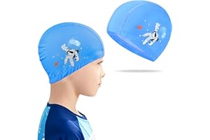 Focenat Kids Swim Cap for Kids, Cartoon Children's Swimming Cap for Boys and Girls Aged 2-12, Waterproof Bathing Caps Kids Sw