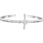 Faith Bracelet Let Go Let God Cross Bracelet Bible Verse Jewelry Christian Religious Jewelry