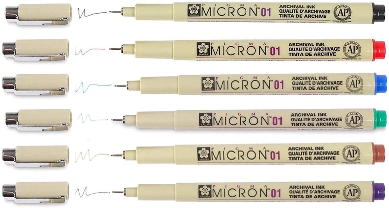 Pigma Micron 6 Fineliners 01- Pack of 6 Colours