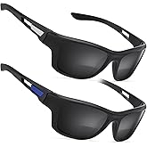 Missfive Premium Bifocal Reading Sunglasses Men Lightweight Wrap Around Design Sun Readers, UV Protection, Sports/Outdoor/Driving, 2.5x
