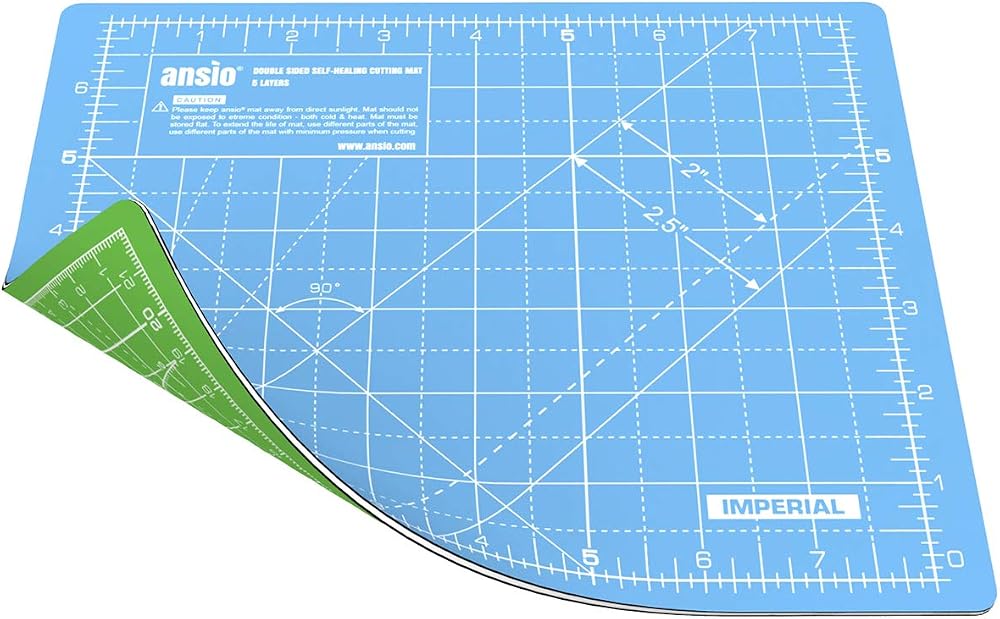 ANSIO Craft Cutting Mat Self Healing A5 Double Sided 8x7 inch Sky Blue/Lime