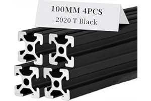 4pcs 2020 T Slot Aluminum Extrusion 100mm 3.937inch European Standard Anodized Extruded Linear Rail Guide Frame for 3D Printer Laser Engraving Machine CNC Workbench DIY Black BELLA BAYS