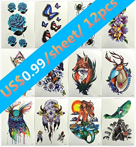 12 Premium Sheets($1.25/pc) - Love Nest temporary tattoos fashion,man and women (Series 6)