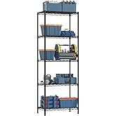 Golpart 5 Tier Adjustable Storage Shelves Heavy Duty Metal Utility Shelf 750LBS Capacity Wire Shelving Unit Organizer Rack for Home Kitchen Office Bathroom Pantry Room 12" D x 22" W x 59" H Black