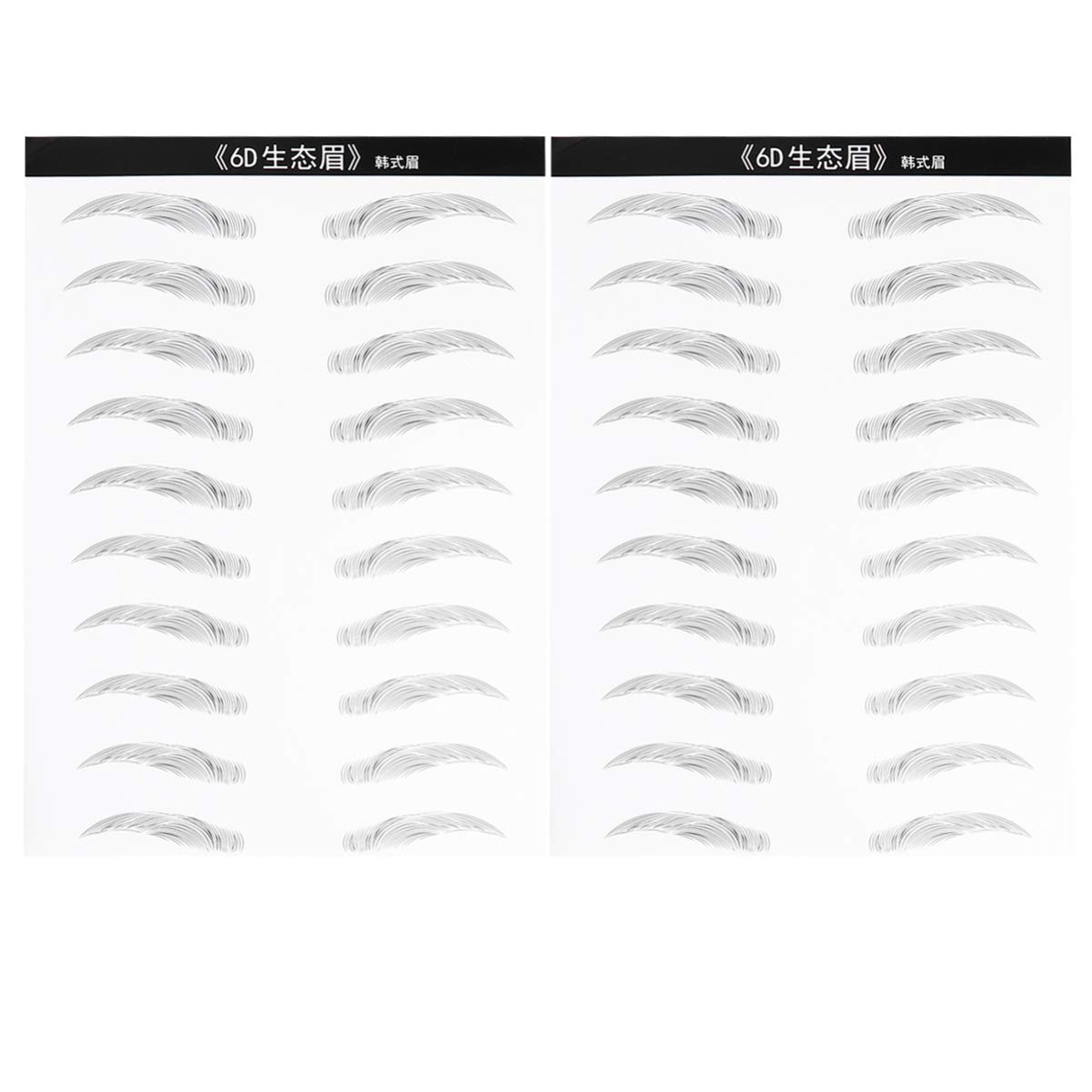 minkissy 2 Sheets/20 Pairs 6D Eyebrow Stickers - Waterproof Simulation Eyebrow Transfer Stick Makeup Supplies for Women and Girls (Black)