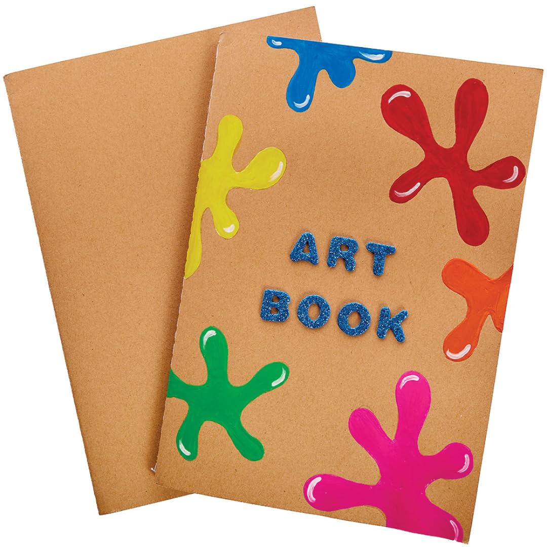 Baker Ross FX316 Brown A5 Sketch Books - Pack of 6, Sketch Pad for Kids and Adults, Drawing Pad for Schools, Drawing Paper, Blank Page