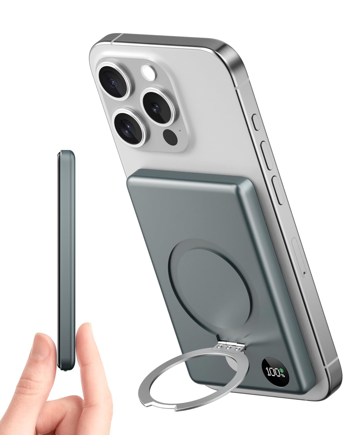 Anyzoo for MagSafe Battery Pack 10000mAh, 20W Ultra Slim Portable Phone Charger with LED Display, Magnetic Power Bank for iPhone 15/14/13/12 Series (Space Gray)