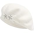 ZLYC Womens French Beret hat, Reversible Solid Color Cashmere Mosaic Warm Beret Cap for Girls