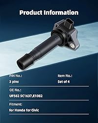 ECCPP Set of 4 Ignition Coils Pack for Civic for