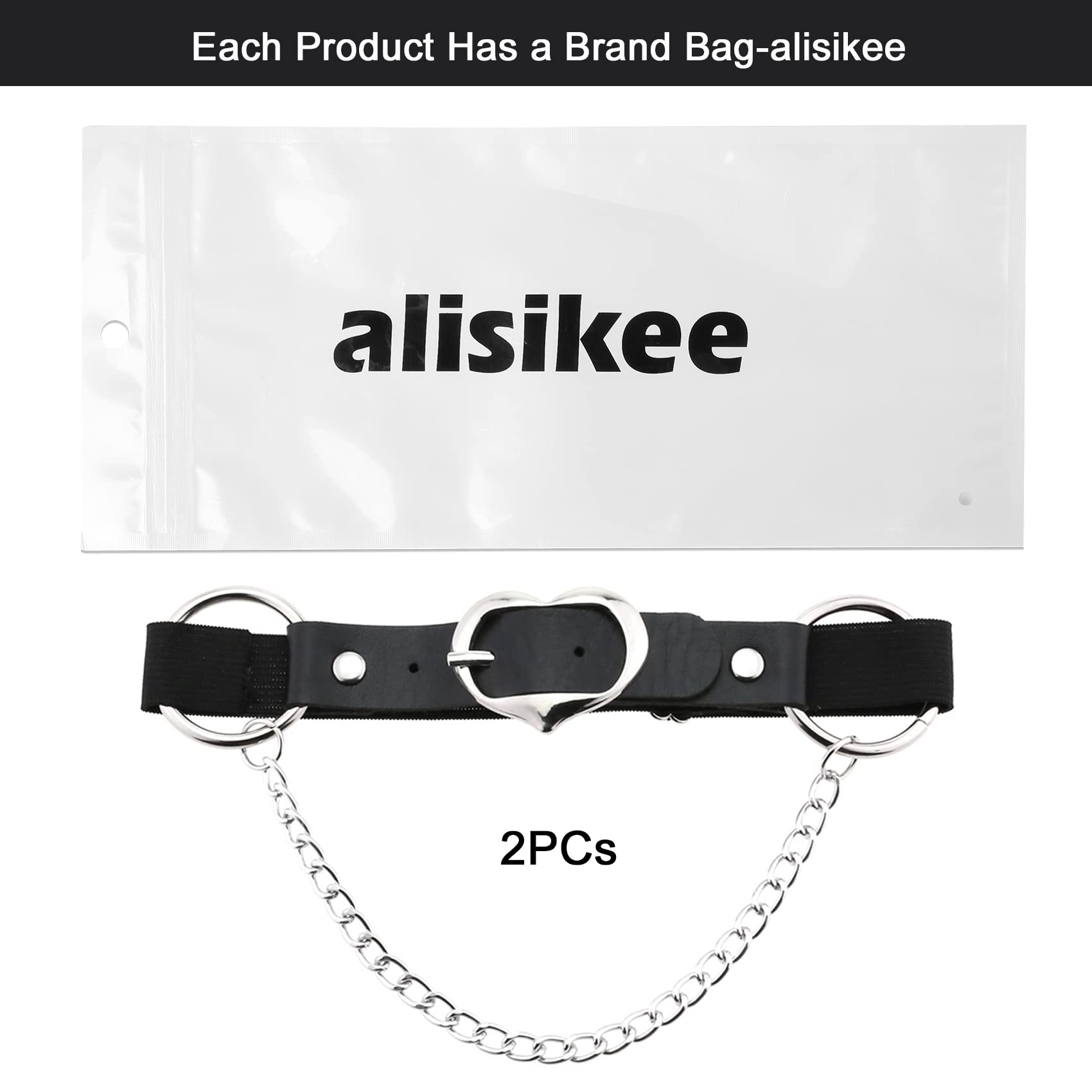 alisikee 2PCs Heart Leg Garter with Chain, Adjustable Thigh Garters for Girls Birthday Valentine Gift