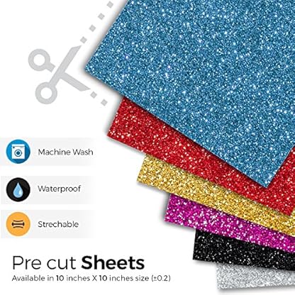 MiPremium Glitter Black Heat Transfer Vinyl HTV, Glitter Iron On Vinyl (Pack of 4 Sheets), for T Shirts Sports Clothing Other Garments & Fabrics, Easy to Cut Press & Weed Black Glitter Vinyl (Black) - Image 4