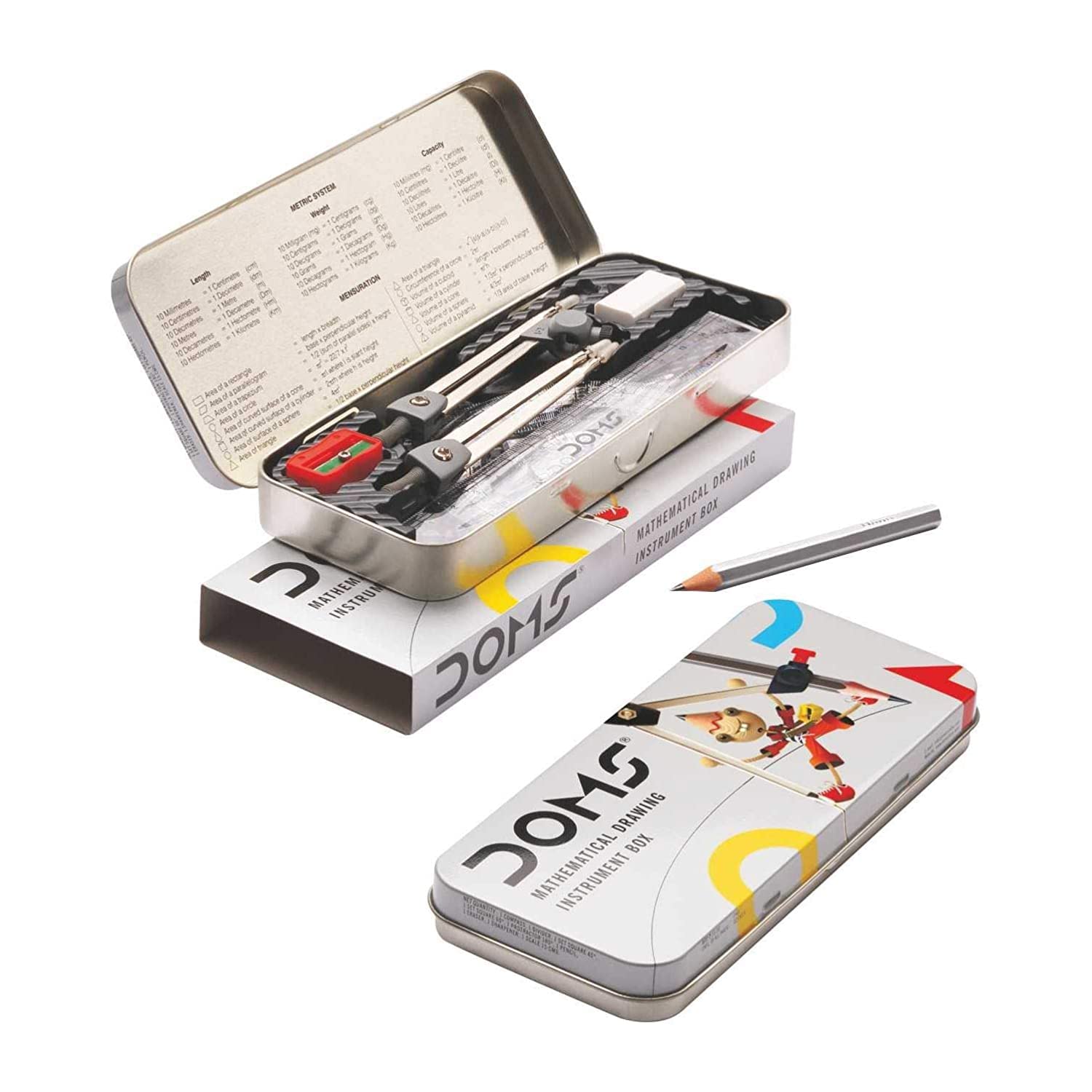 DOMS - 9 Pieces Maths Geometry Box Mathematical Instruments School College