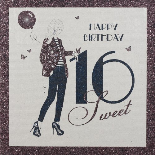 " Happy Birthday Sweet 16 " Handmade Birthday Card - CF18