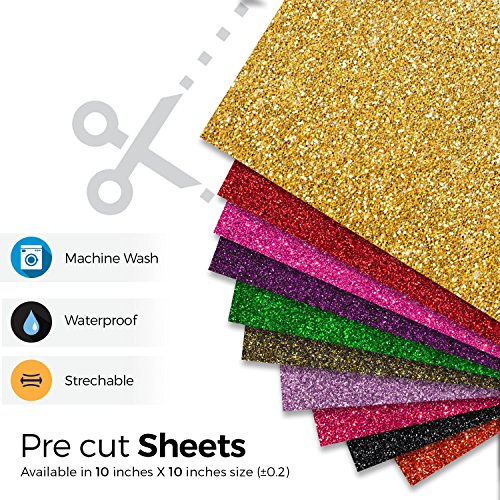 MiPremium Glitter Heat Transfer Vinyl HTV Iron On Vinyl Starter Pack, Assorted Ironon Bundle