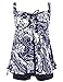 Hilor Women's Retro Pin UP Ruched Skirted Floral Swimdress SwimSuit Blue 22