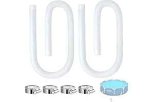 EISZHJK Pool Hose Compatible with Bestway Above Ground Pools, Pool Filter Hose Replacement, 1.25 x 59 Inch Pump Hoses, Compatible with Intex Pump Models 607, 637, 2 Pack 1 1/4 Hoses with 4 Metal Clamps