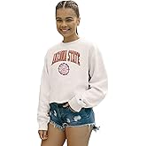 Blue 84 NCAA womens Ncaa Officially Licensed Crop Crewneck Sweatshirt Vintage Arch Over White