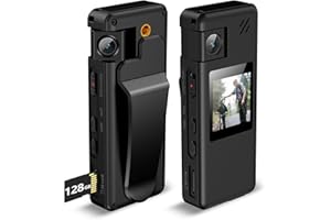 Hoestr 128GB Body Camera, Wearable HD Body Cam with 180° Rotatable Lens and Upgraded Back Clip, Body Camera with Audio and Video Recording for Law Enforcement, Delivery, Indoor
