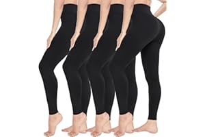 CTHH 4 Pack Leggings for Women - High Waisted No See Through Tummy Control Yoga Pants Workout Gym Tights