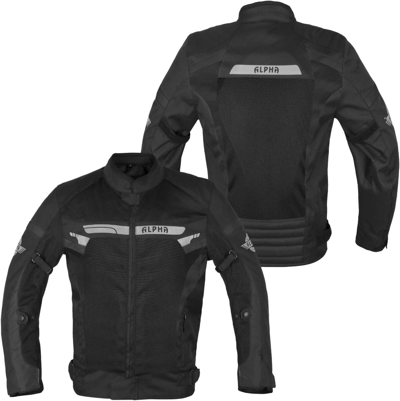 ALPHA CYCLE GEAR BREATHABLE BIKERS RIDING PROTECTION MOTORCYCLE JACKET MESH CE ARMORED (BLACK WIND, MEDIUM): Automotive