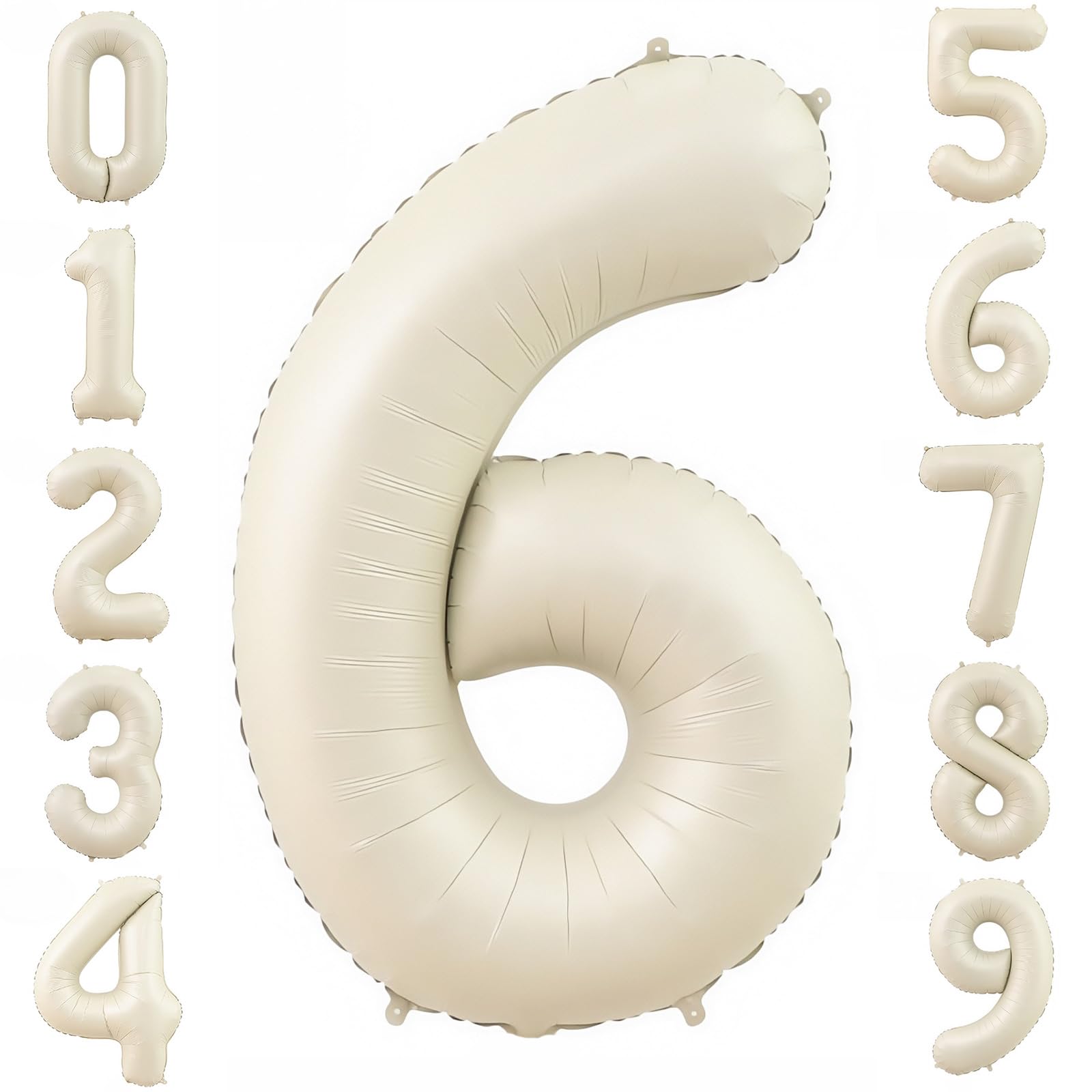 Photo 1 of Cream 6 Balloon Number 40 Inch Cream White Number 6 Balloon Helium Mylar 6 Balloon for Birthday Party Decoration