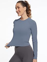 GGOV Womens Long Sleeve Crop Workout Tops Yoga