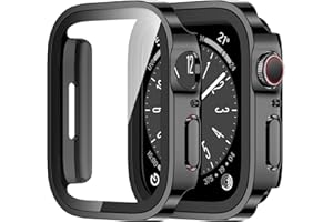 Amizee 2 Pack Case Compatible with Apple Watch Series 9 Series 8/7 45mm Case with Built-in Screen Protector, Ultra-Thin Hard PC Straight Edge Anti-Scratch Protective Cover for iWatch (Black)