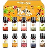 Fruity Fragrance Oil for Candle & Soap Making, Holamay Premium Essential Oils 10ml x 10 - Coconut, Strawberry, Mango, Pineapple, Summer Aromatherapy Diffuser Oils Set