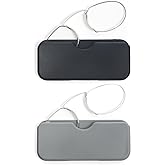 DXYXYO Mini Armless Reading Glasses for Women Men, 2 Pack Thin Legless Nose Clip Readers Compact with Small Portable Case