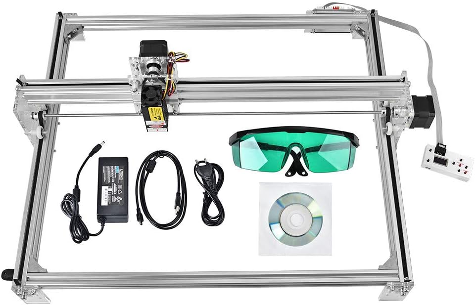 Carving Machine Laser Engraver DIY Carver Kit, 12V USB Engraving Area 65X50cm, Adjustable Desktop Laser Power Printer Carving & Cutting with Protective Glasses