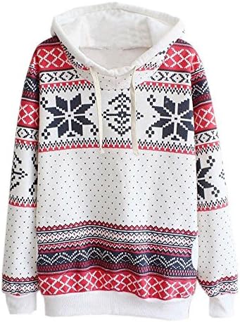 Sweater, Leoy88 Women Christmas Snow Hoodie Sweatshirt Jumper Hooded Pullover (M)