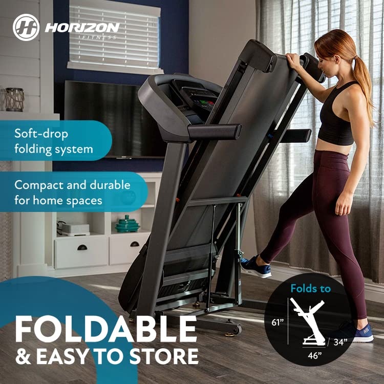 Horizon Fitness T101 Foldable Treadmill for Running and Walking with