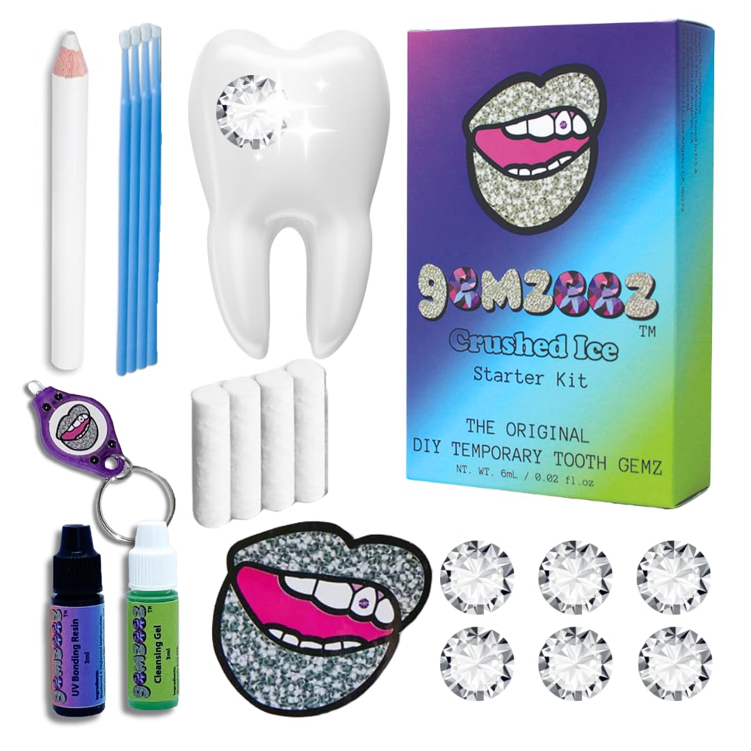 Gemzeez: The Original DIY Temporary Tooth Gemz Starter Kit (Crushed Ice) and 1,000 Gemz