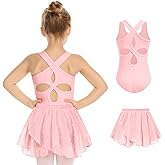 Zaclotre Girls Ballet Leotards Toddler Hollow Back Dance Dress Outfit with Removable Skirt Combo