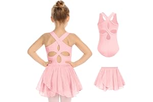 Zaclotre Girls Ballet Leotards Toddler Hollow Back Dance Dress Outfit with Removable Skirt Combo