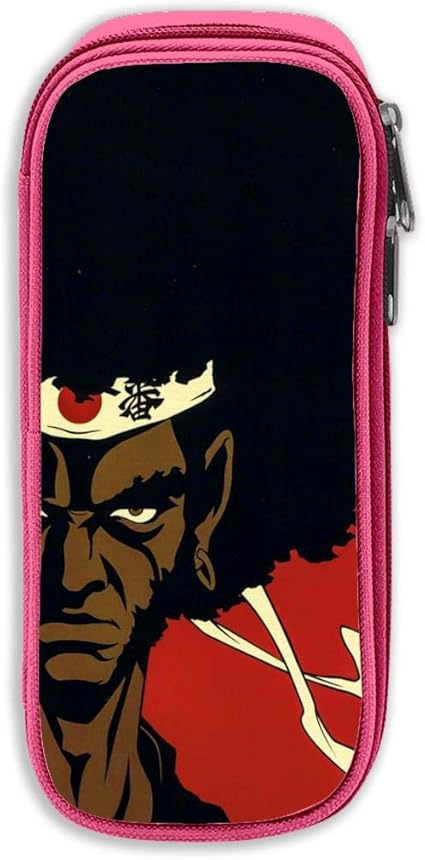 Amazon 仕事用 ダブルファスナー 鉛筆ポーチ ポータブル布バッグ 子供用 アフロサムライ ブラック アニメキャラクター アフリカの剣士 クリアマーカー オーガナイザー 旅行用 8 3 Inch X 4 1 Inch X 2 Inch ペン立て 文房具 オフィス用品