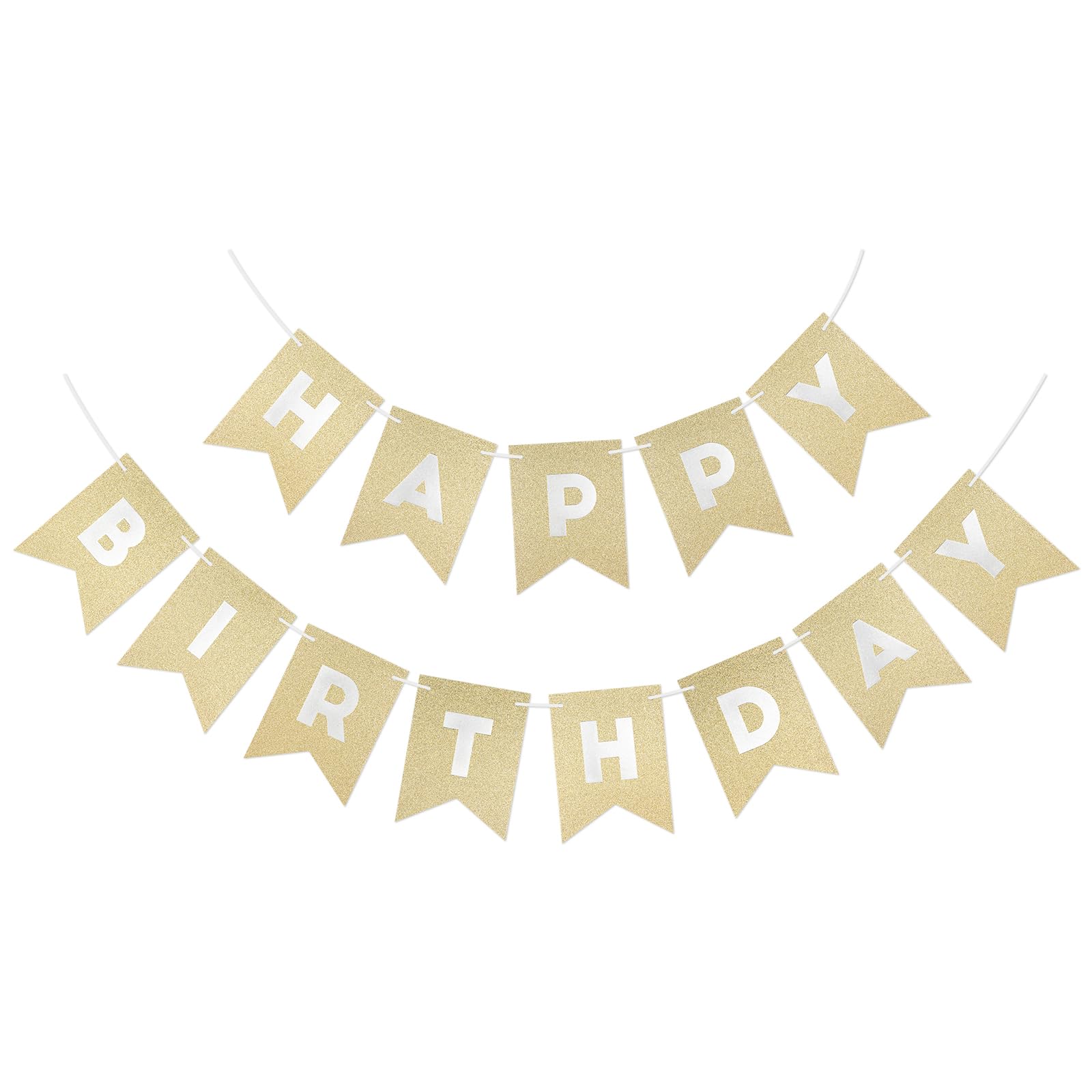 MYHOGOOD Glitter Happy Birthday Banner,Birthday Party Garland Bunting Banner,Shimmering Swallowtail Flag Glitter Happy Birthday Banners for Women Men Adults Kids Party Decorations and Supplies(Gold) — image 1