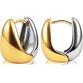 VOLUKA Two Tone Hoop Earrings- Hypoallergenic Gold and Silver Earrings for Women, Mixed Metals Huggie Earring for Nickel-Free, Trendy & Elegant