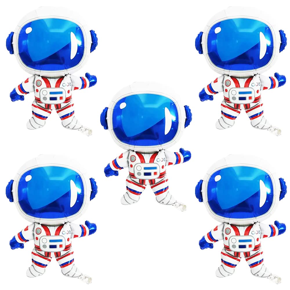 ANCLLO 5pcs 22 * 30" Space Man - Astronaut Foil Balloon Outer Space Decorations Party Supplies, Perfect for Space Birthday Parties Decorations(54 * 77cm)