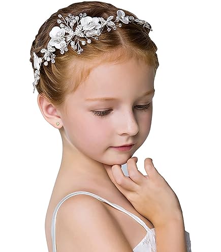thumbnail image 2 of Aazon.co : Capsis Flower Girl Headpiece White Princess Headband 2 of 12