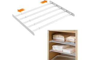 VanlonPro Expandable Closet Shelf Wall-Mounted Metal Storage Rack Adjustable Closet Rod DIY Divider Separator Space Saving for Cabinet Wardrobe Cupboard Kitchen Pantry Cupboard, 16.7-28.2 Inches