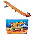 Bundle of Hot Wheels Toy Car Track Set Super 6-Lane Raceway, 8ft Track, 6 1:64 Scale Cars + Hot Wheels Easter Egg Fillers Set of 20 1:64 Scale Toy Cars & Trucks, Collectible Vehicles (Styles May Vary)