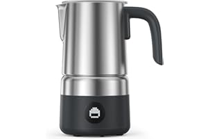 Milk Frother and Steamer [Upgraded], AMZCHEF All-in-1 Detachable Frother for Coffee 600W, Automatic Warm and Cold Foam Maker, Stainless Steel Jug, Dishwasher Safe, LED Display