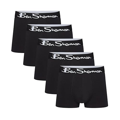 Ben Sherman Mens Poderick 5 Pack Boxer Shorts Trunks Black M